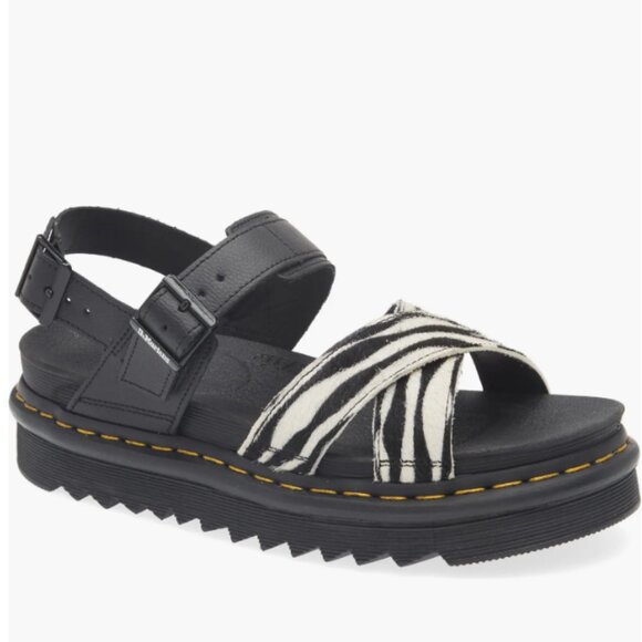 Dr Martens Voss II Zebra Print Sandal Doc Marten Calf Hair Platform Size 8 NEW - Picture 3 of 4